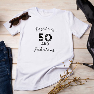 50 und fabelhafte Schwarz-Weiß-Typografie Elegant T-Shirt