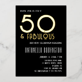 50 und fabelhafte Schwarz-weiße Retrotypografie Folieneinladung