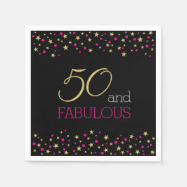 50 und fabelhafte Sterne und Hot Pink Confetti Pun Serviette