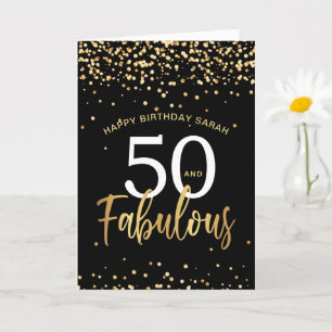 50 und fabelhafte stilvolle Gold & Black Geburtsta Karte