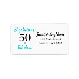 50 und fabelhafte Türkis Geburtstagsparty Adressaufkleber