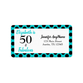 50 und fabelhafte türkise Blue Birthday Party Adressaufkleber