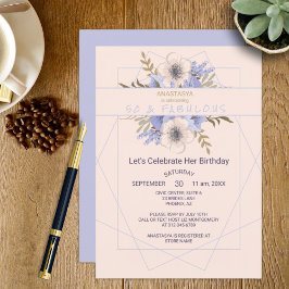 50 und fabelhafte Violett Peach Rose Geburtstagspa Einladung