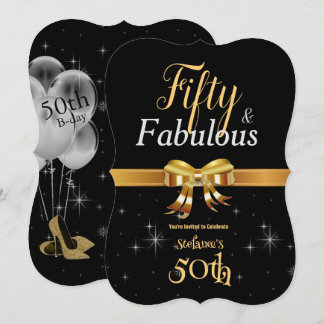 50 und fabelhaften Geburtstag Black & Gold Einladung