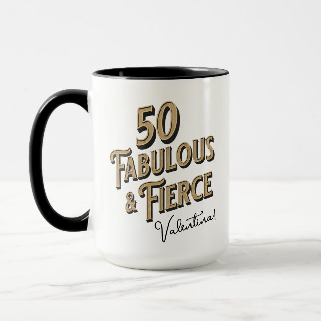 50 und fabelhaften Geburtstag Black & Gold Tasse (Links)