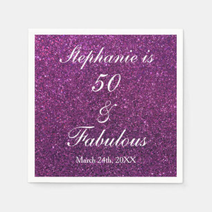 50 und fabelhaften Geburtstag Lila Glitzer Ombre C Serviette