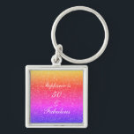 50 und fabelhaften Geburtstag Pink Lila Glitzer Om Schlüsselanhänger<br><div class="desc">Mit hübschem,  gürtelnem und wunderschönem rosa lila Hintergrund und personalisierter Textvorlage für den Namen,  den Sie bearbeiten können,  ist dies perfekt für die 50. Geburtstagsfeiern!</div>