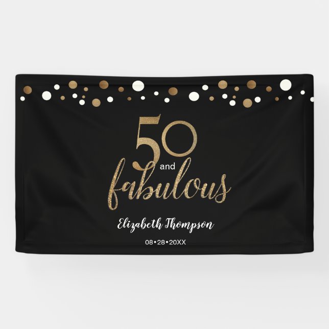 50 und fabelhaften goldenen Geburtstag Gold Confet Banner (Horizontal)