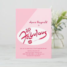 50 und fabelhaften rosa Lipstick Birthday Invite