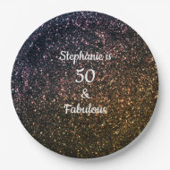50 und fabelhafter Birthday Gold Black Golden Glit Pappteller