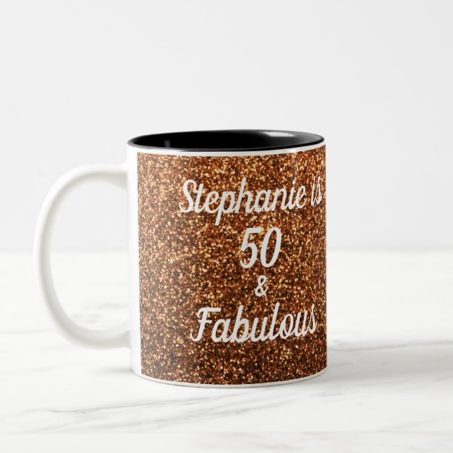 50 und fabelhafter Birthday Gold Glitzer Sparkling Zweifarbige Tasse (Links)