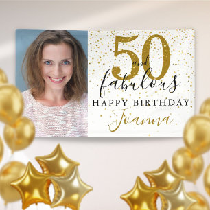 50. und Fabelhafter Geburtstag Elegant Gold Foto Banner