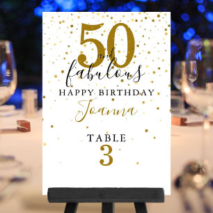 50. und Fabelhafter Geburtstag Elegant Gold und Sc Tischnummer