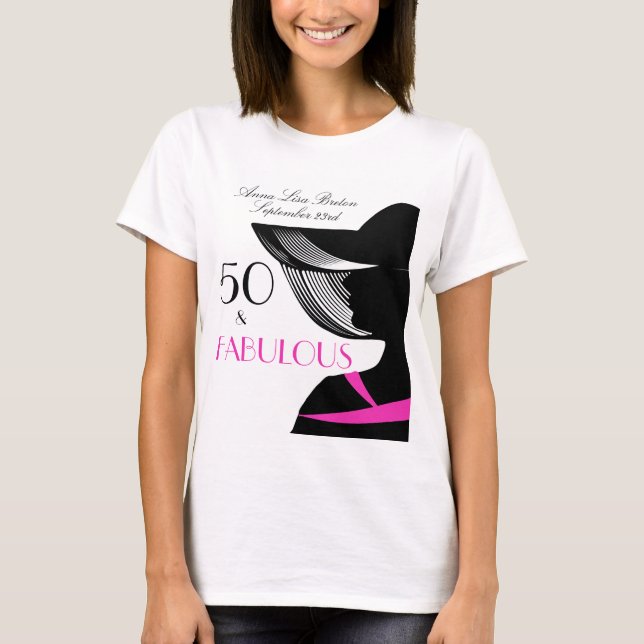 50 und fabelhafter Kunst-Deko-eleganter 50. T-Shirt (Vorderseite)