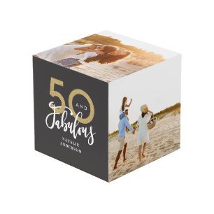 50 und fabelhafter schwarzer und goldener Geburtst Würfel