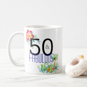 50 und fabelhafter tropischer 50. Geburtstag Kaffeetasse