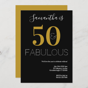50 und fabelhaftes 50. Geburtstag Black Gold Party Einladung