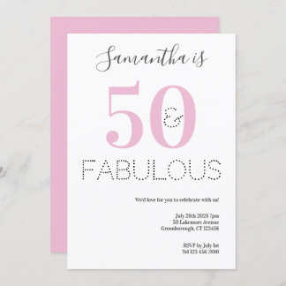 50 und fabelhaftes 50. Geburtstag Pink Party Einladung