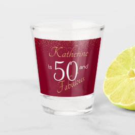 50 und fabelhaftes Burgund Gold 50. Geburtstag Schnapsglas