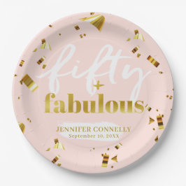 50 und fabelhaftes Chic Pink 50. Geburtstag Pappteller