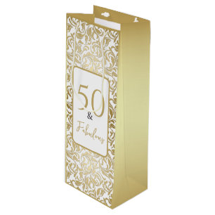50 und fabelhaftes Dekorationsmuster Gold Floral S Geschenktüte Für Weinflaschen