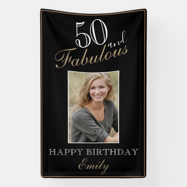 50 und fabelhaftes Elegant 50. Geburtstag Foto Banner (Vertikal)