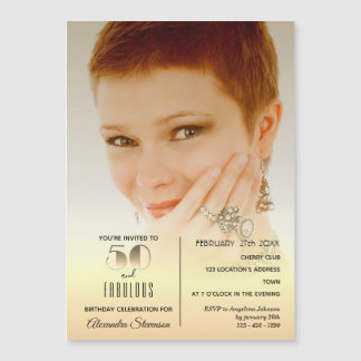 50 und fabelhaftes, elegantes 50. Geburtstags-Foto Magneteinladung