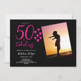 50 und fabelhaftes Foto Pink Black Hearts 50. Einladung