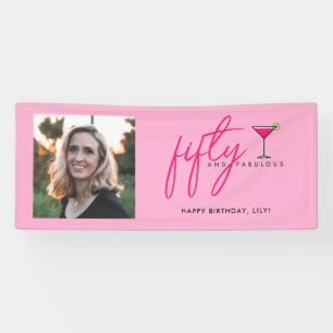 50 und fabelhaftes Foto Pink Geburtstagsparty Banner