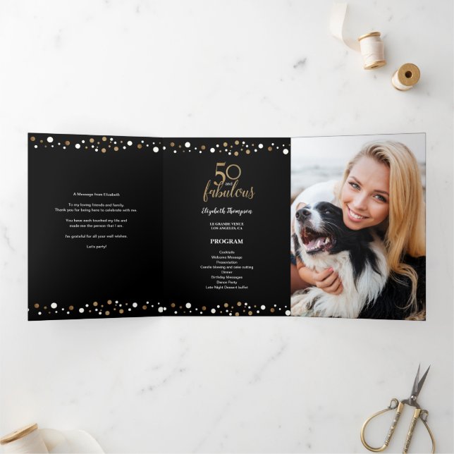 50 und fabelhaftes fünfzigjähriges Foto TriFold Dreifach Gefaltete Karte (Innenseite)