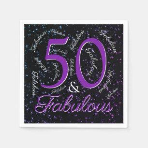 50 und fabelhaftes Geburtstag Lila Schwarzes Elega Serviette