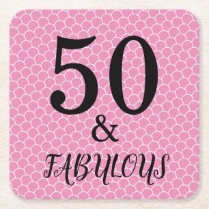 50 und fabelhaftes Geburtstagsmagd Party Pink Blac Rechteckiger Pappuntersetzer