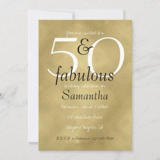 50 und fabelhaftes Glam Gold Einladung