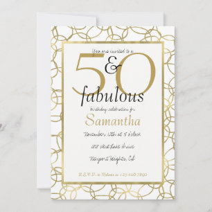 50 und fabelhaftes Glam Gold White Circles Party Einladung