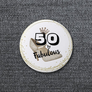 50 und fabelhaftes Gold Black Bold Geburtstag Button