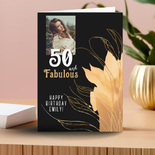 50 und fabelhaftes Gold Foliage 50. Geburtstags-Fo Karte