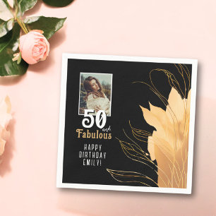 50 und fabelhaftes Gold Foliage 50. Geburtstags-Fo Serviette