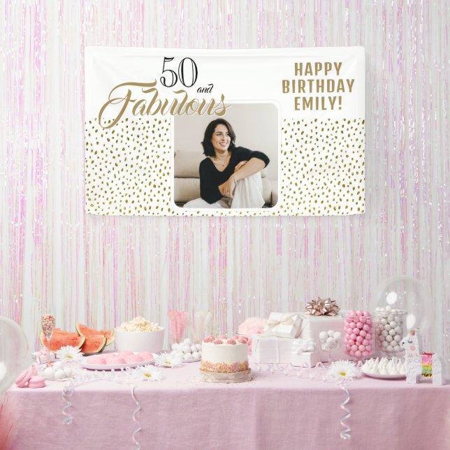 50 und fabelhaftes Gold Glitzer Foto 50. Geburtsta Banner (Party)