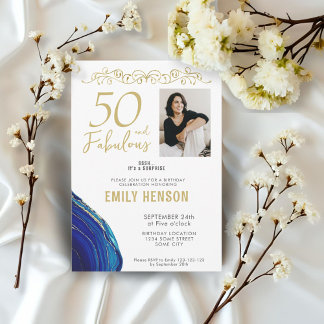 50. und fabelhaftes Gold-Ornament 50. Geburtstag F Einladung
