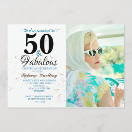 50 und fabelhaftes Golden Birthday Celebration Fot Einladung