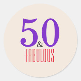 50. und fabelhaftes lila runder aufkleber