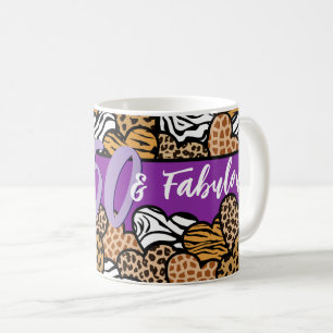 50 und fabelhaftes Lila Tierdruckherz Kaffeetasse