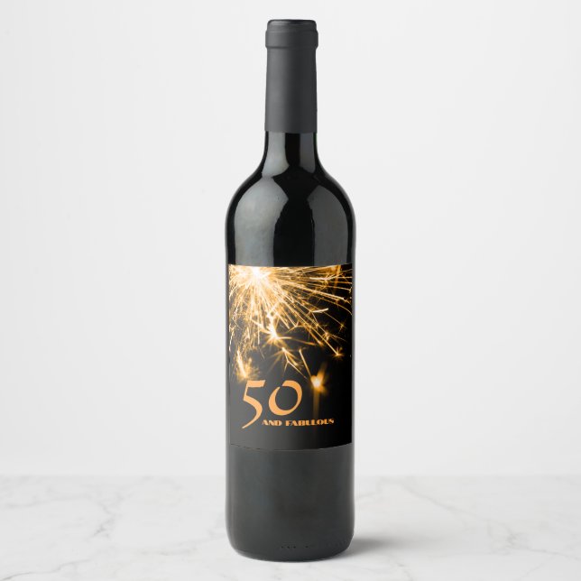 50 und fabelhaftes Party zum Geburtstag Weinetikett (Vorderseite)