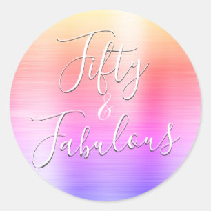 50 und fabelhaftes Regenbogen-Rosa modern Runder Aufkleber