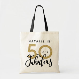 50 und fabelhaftes schwarzes Gold Geburtstag Tragetasche