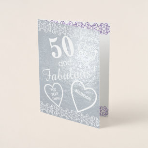 50 und fabelhaftes Silberner Geburtstag Herzstück  Folienkarte