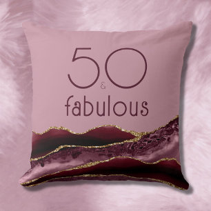 50 und Fabulous 50. Geburtstag Burgunder Rosa Acha Kissen
