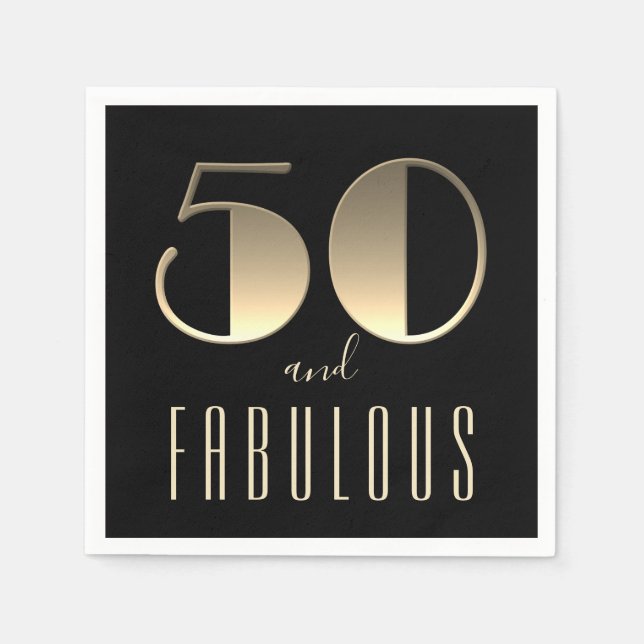 50 und fabulous 50. Geburtstag schwarz Serviette (Vorderseite)