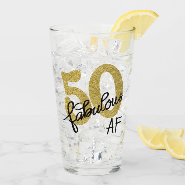 50 und Fabulous AF | Spielend Gold Black Birthday Glas (Rückseite Ice)