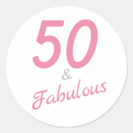 50 und fabulous Birthday Classic Round Sticker